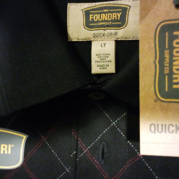 NWT FOUNDRY SUPPLY CO POLO SZ LG TALL QUICK DRI BLACK DIAMOND DRESS/CASUAL SHIRT - Picture 3 of 3